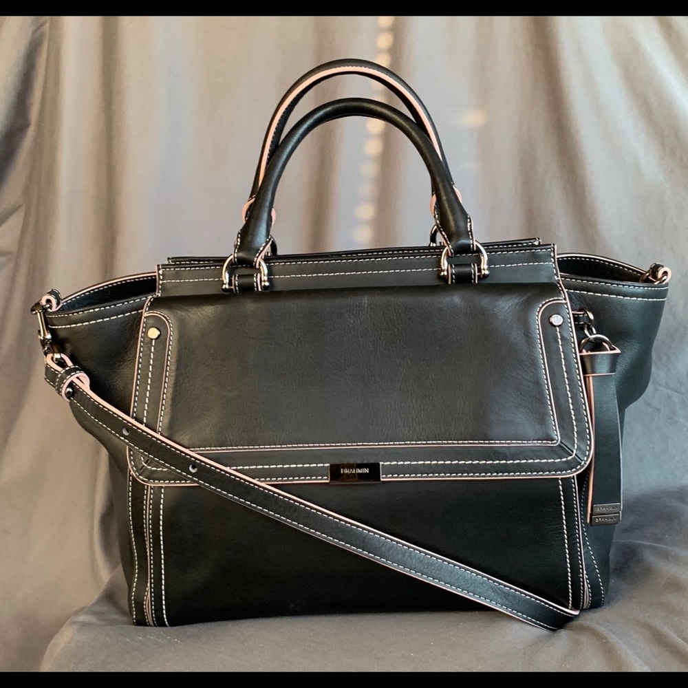 Brahmin Taylor Galveston Satchel Black Leather